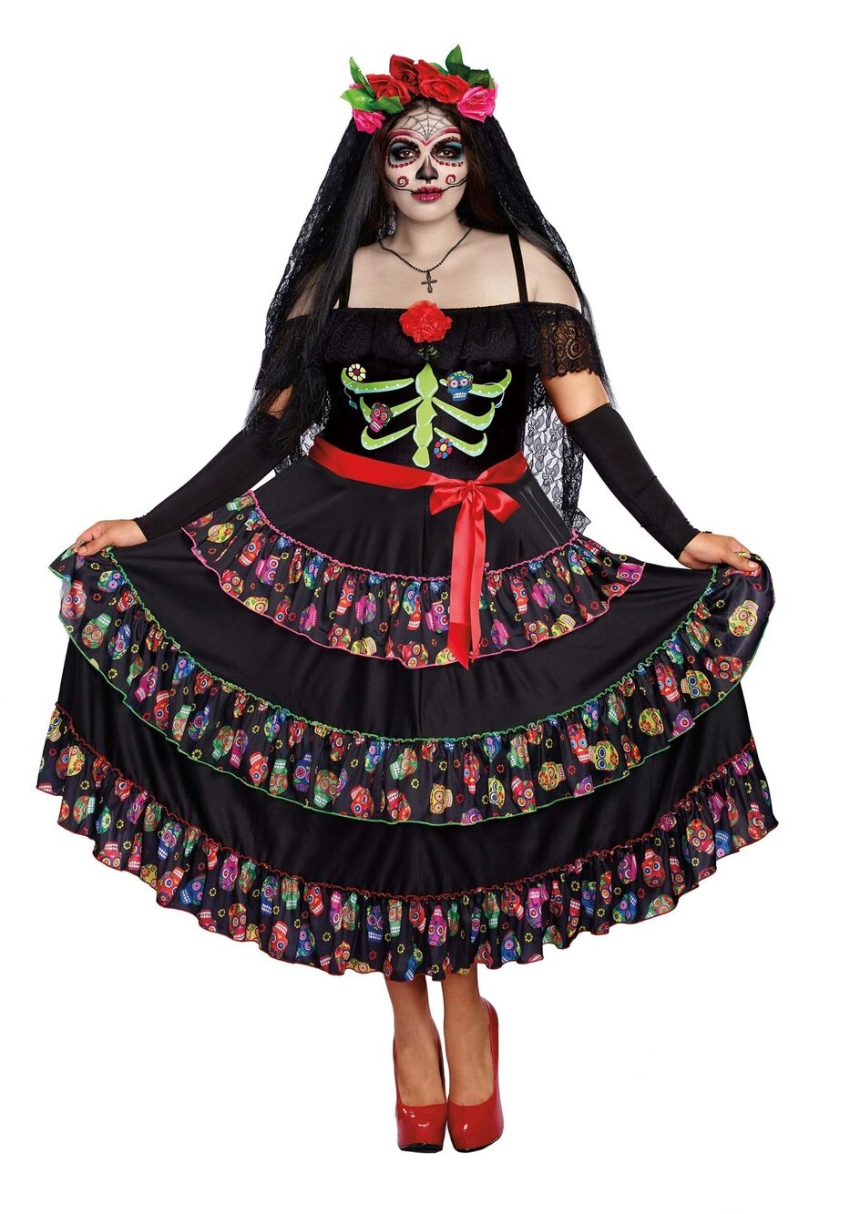 2823 plus-size Lady Of The Dead Plus Size, multi, 3X